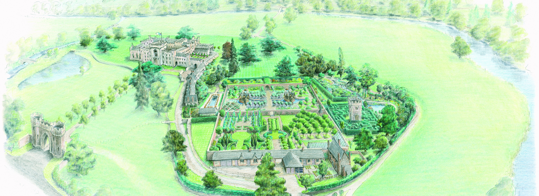 Illustration of the Hampton Estate from the air