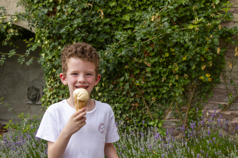 Boy eating ice cream