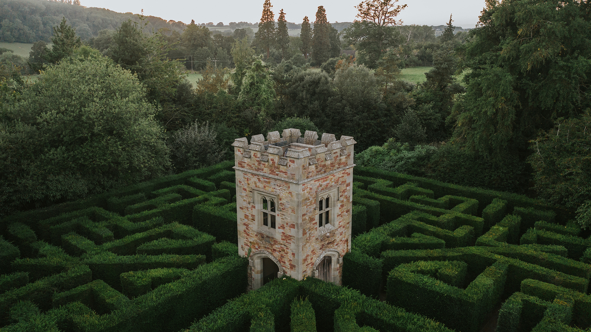 The 1000 Yew Tree Maze with tower in the centre 